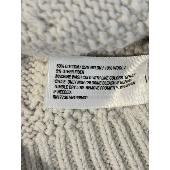 Universal Thread Cream Cropped Fisherman Sweater Cotton Wool Blend M - Picture 6 of 13